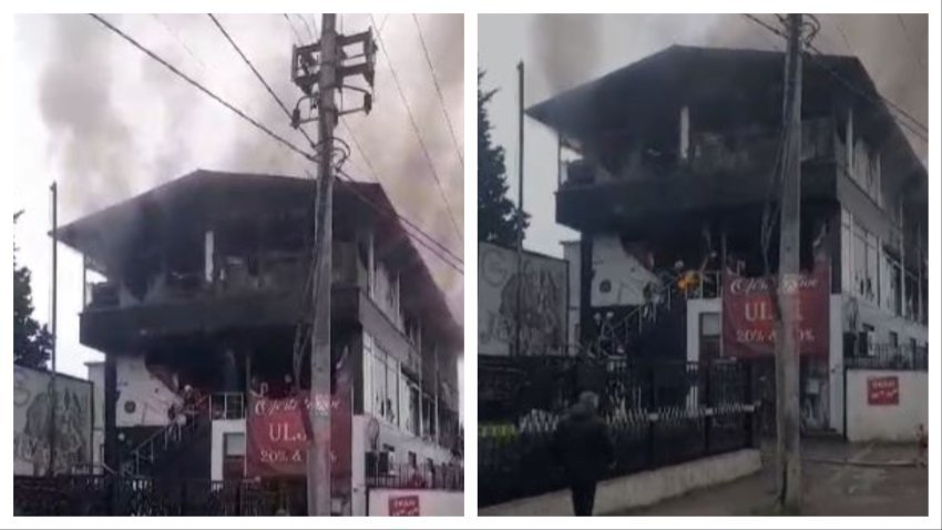 Tymi i zi dhe flakë! Përfshihet nga zjarri një qendër tregtare në Vorë