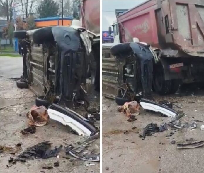 Aksident në Shkup: Dy persona të lënduar pas përplasjes së veturës me kamionin