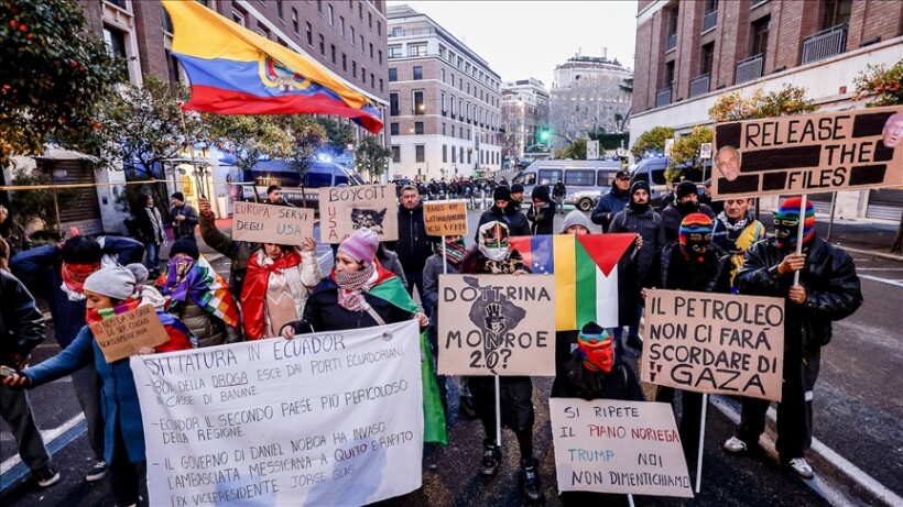 Protesta në Romë kundër politikës amerikane në Venezuelë dhe sulmeve izraelite në Gaza