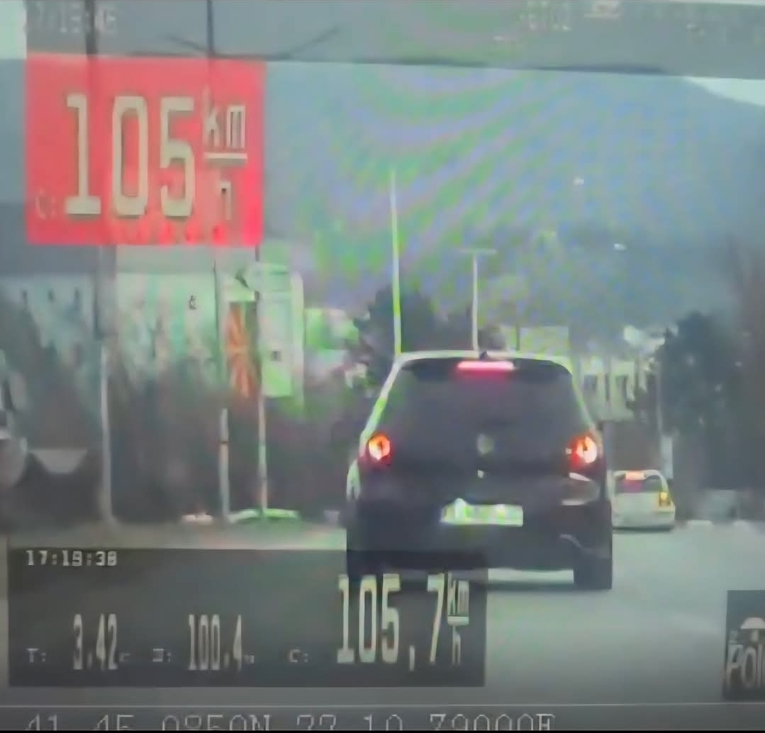 21 vjeçari nga Shtipi  fluturon  me 105 km h në mes të qytetit  sanksionohet nga policia
