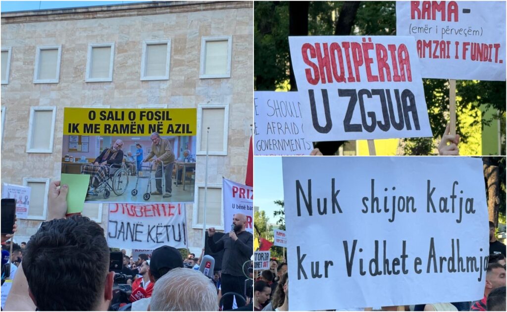 FOTOLAJM/ “Shqipëria u zgjua!”- Pankartat “pikante” nga protesta e 11-të, qytetarët nuk kursejnë ironitë: O Sali, o fosil, ik me Ramën në azil