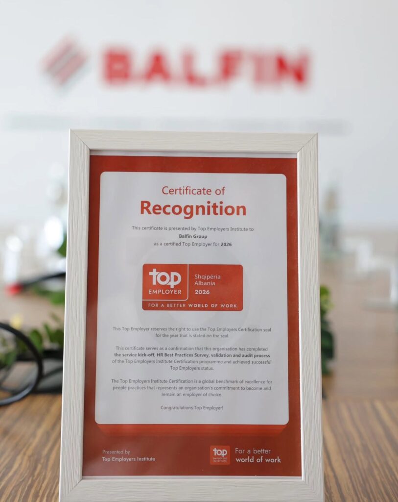 Top Employers Institute: Grupacioni BALFIN fitoi çertifikatën Top Employer 2026