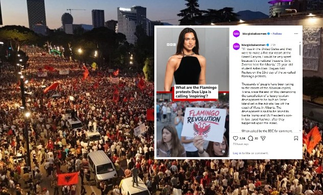 BBC për protestat kundër qeverisë në Shqipëri: Mijëra njerëz në rrugët e Tiranës që nga fundi i majit! Dua Lipa i konsideron frymëzuese!