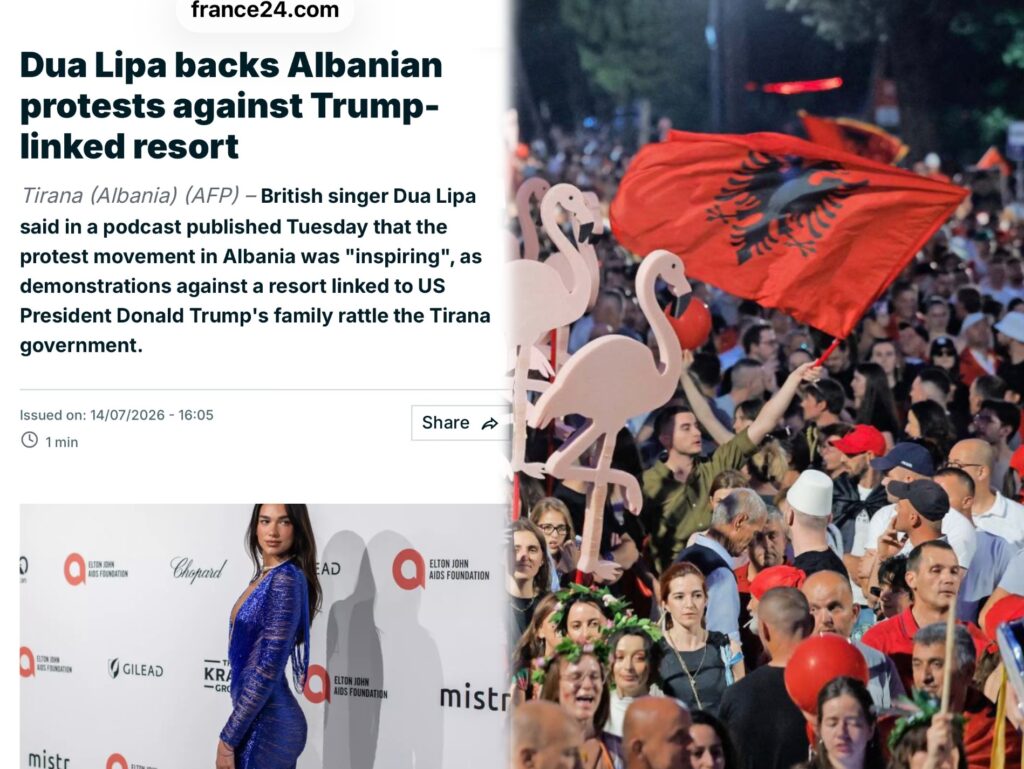 France 24: Dua Lipa mbështet protestat e shqiptarëve kundër Qeverisë